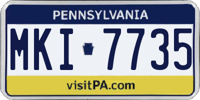 PA license plate MKI7735