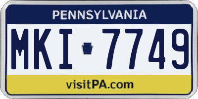 PA license plate MKI7749