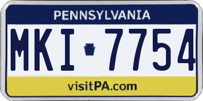 PA license plate MKI7754