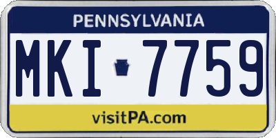 PA license plate MKI7759