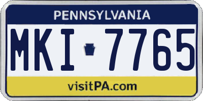 PA license plate MKI7765
