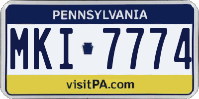 PA license plate MKI7774