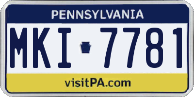 PA license plate MKI7781