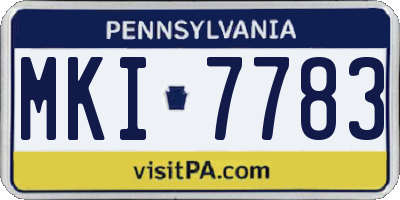 PA license plate MKI7783
