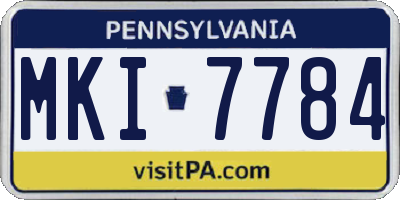 PA license plate MKI7784