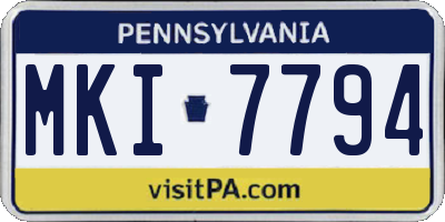 PA license plate MKI7794