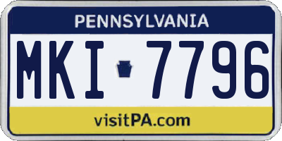 PA license plate MKI7796