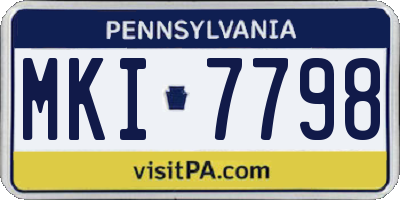 PA license plate MKI7798