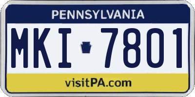 PA license plate MKI7801