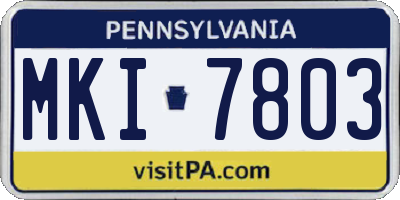 PA license plate MKI7803