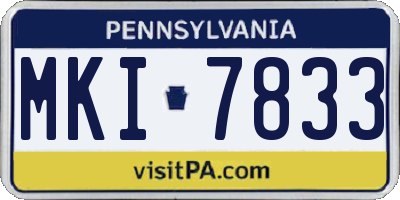 PA license plate MKI7833
