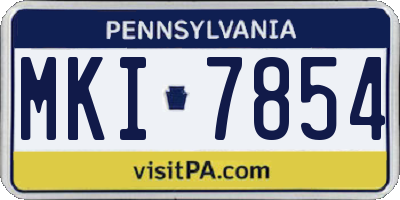 PA license plate MKI7854