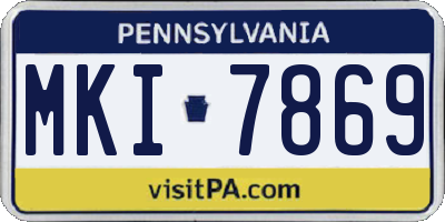 PA license plate MKI7869