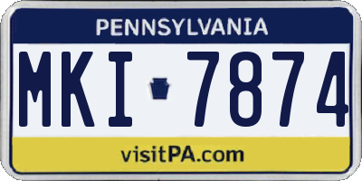 PA license plate MKI7874