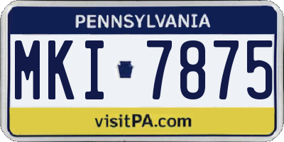 PA license plate MKI7875