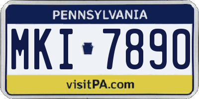 PA license plate MKI7890
