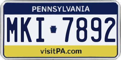 PA license plate MKI7892