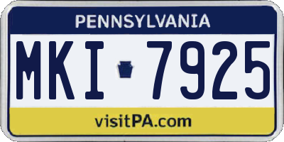 PA license plate MKI7925