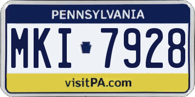 PA license plate MKI7928