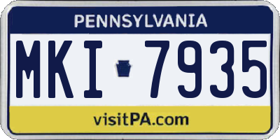 PA license plate MKI7935