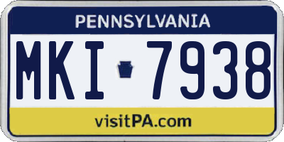 PA license plate MKI7938