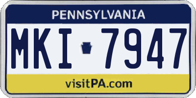 PA license plate MKI7947