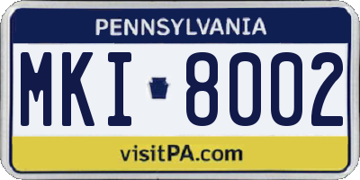 PA license plate MKI8002
