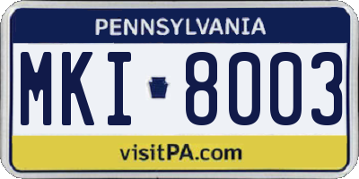 PA license plate MKI8003