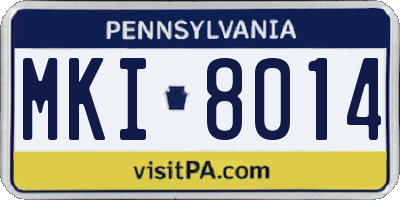 PA license plate MKI8014
