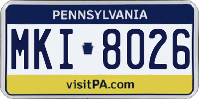 PA license plate MKI8026
