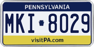 PA license plate MKI8029