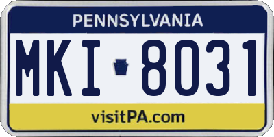 PA license plate MKI8031