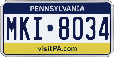 PA license plate MKI8034