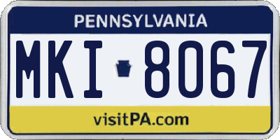 PA license plate MKI8067