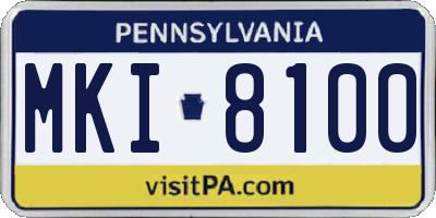 PA license plate MKI8100