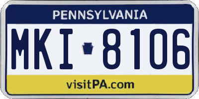PA license plate MKI8106