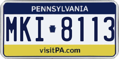 PA license plate MKI8113