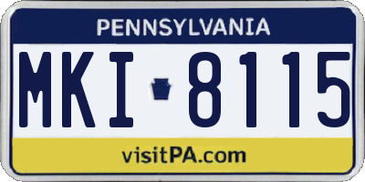 PA license plate MKI8115