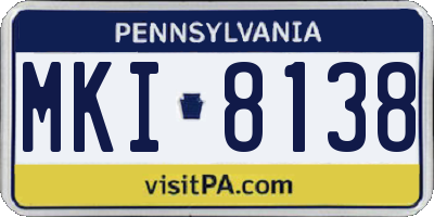 PA license plate MKI8138