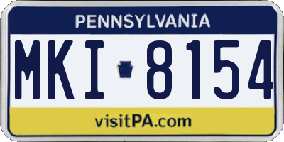 PA license plate MKI8154