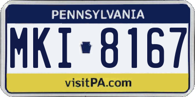 PA license plate MKI8167