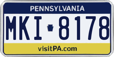 PA license plate MKI8178