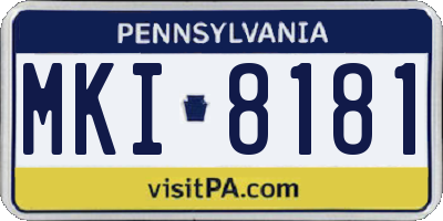 PA license plate MKI8181