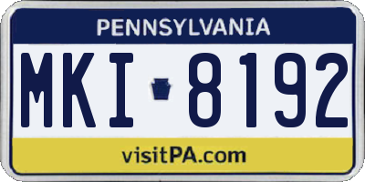 PA license plate MKI8192