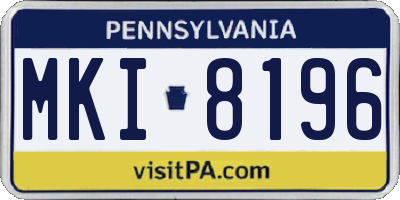 PA license plate MKI8196