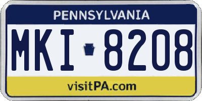 PA license plate MKI8208