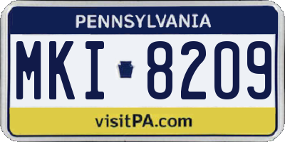 PA license plate MKI8209