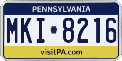 PA license plate MKI8216