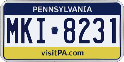 PA license plate MKI8231