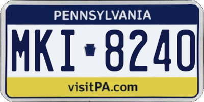 PA license plate MKI8240